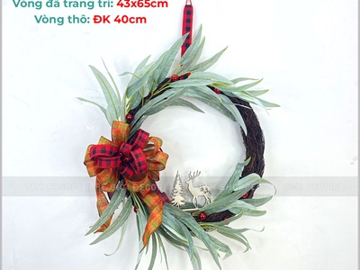 Vòng nguyệt quế Noel rừng lá xoáy 2 size VNGQ-X-38